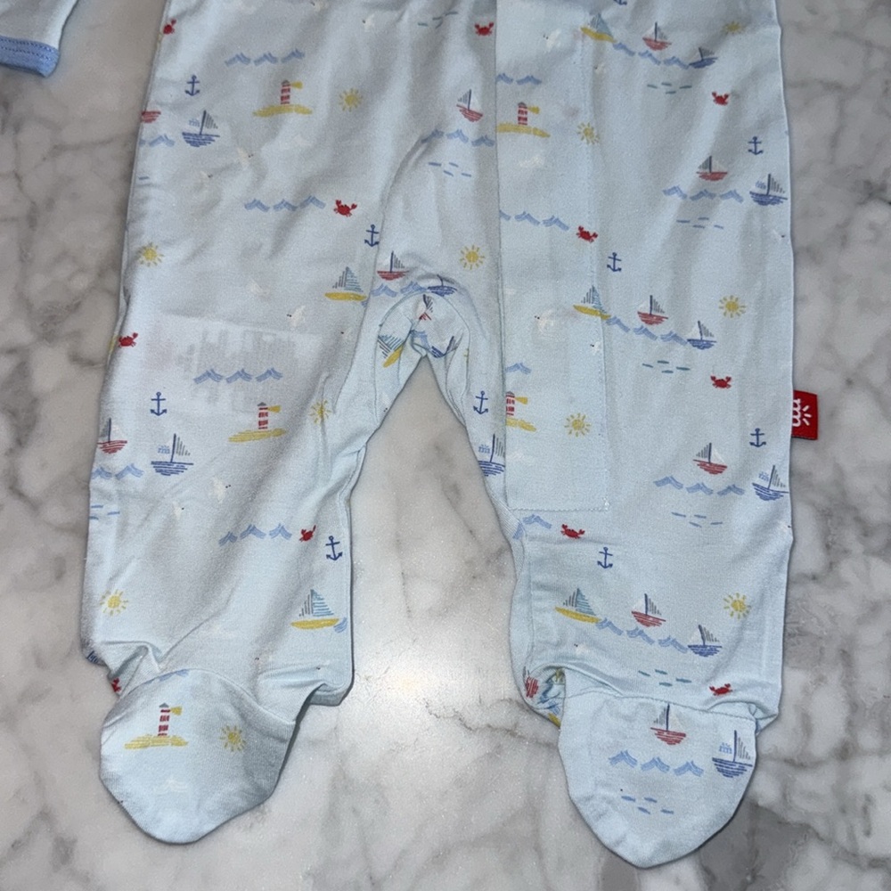 NWT Magnetic Me Blue Sailboat Footie - Picture 6 of 7